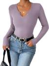 Deep U-neck Cross-neck Long-sleeved T-shirt Top