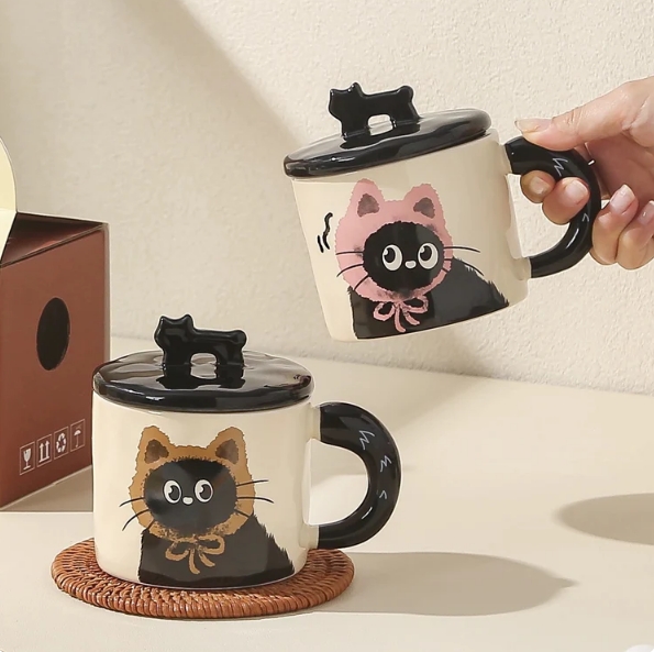 Happy Black Cat Ceramic Mug