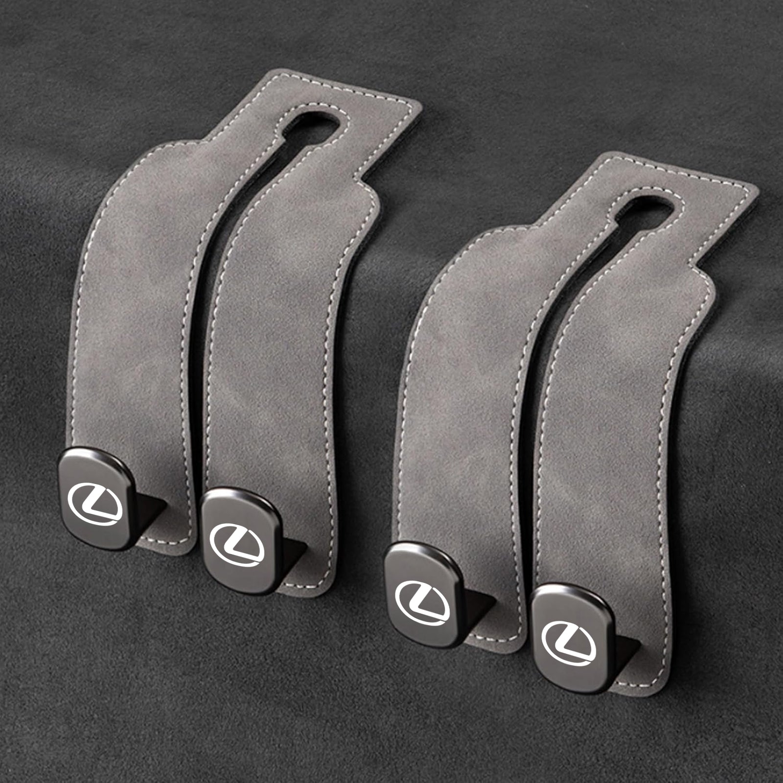 TwinHook Leather Car Headrest Hangers