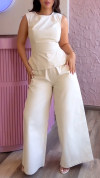 Women's Round Neck Back Strap Hollow Casual Suit