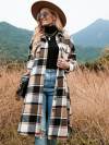 🔥 Last Day Promotion 50% OFF 🔥Women's Plaid Print Button Front Split Long Sleeve Warm Coat