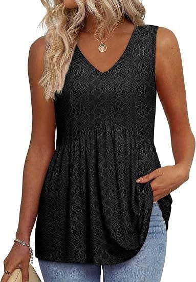 ⏰LAST DAY SALE 50% OFF💥Women Dressy Sleeveless V Neck Babydoll Tank Tops