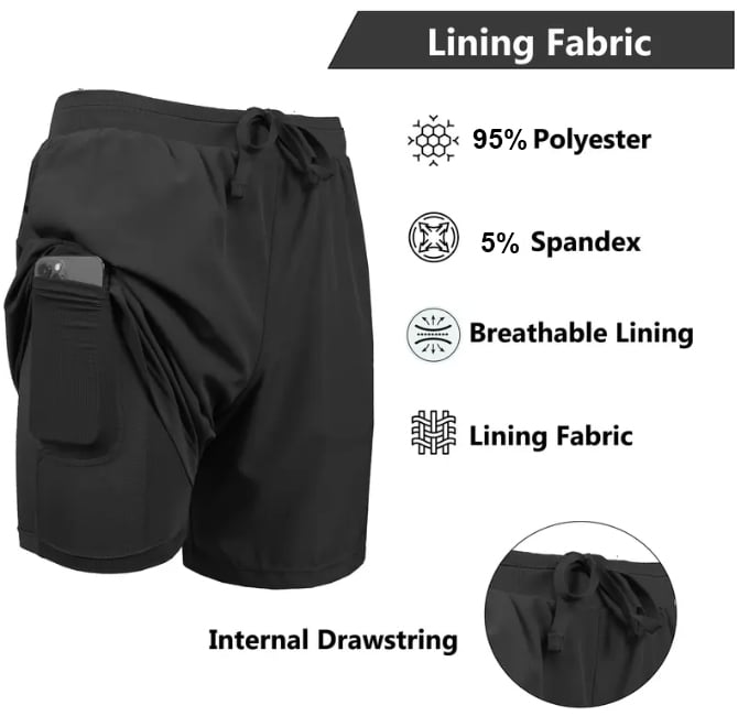 🎁TikTok Last Day Sale - 70% OFF🔥3-Pack Men's 2 in 1 Stretch Active Quick Dry Gym Running Shorts With Liner