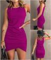 BTFBM Women 2024 Summer Sleeveless Tank Dresses Crew Neck Slim Fit Short Casual Ruched Bodycon Party Club Mini Dress