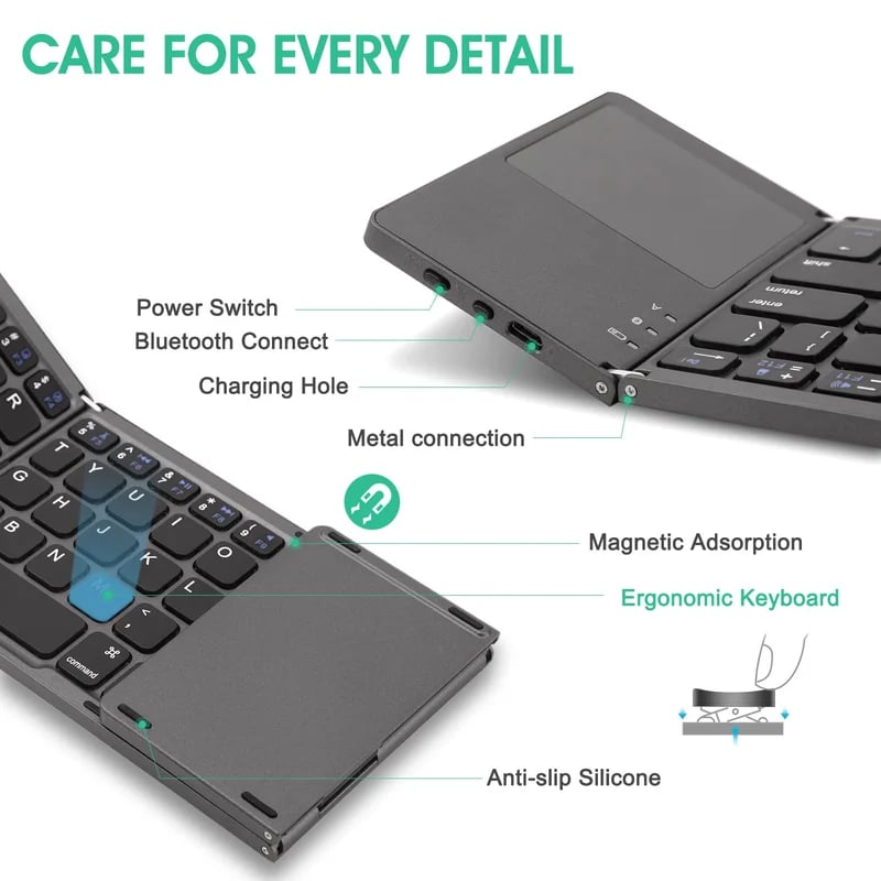 🔥Last Day 50% OFF🔥 - Foldable Bluetooth Keyboard with Touchpad