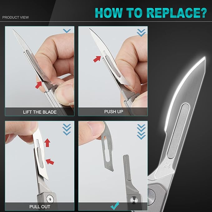 EDC Pocket Utility Knife with 10 Pcs of No. 24 Replaceable Blades