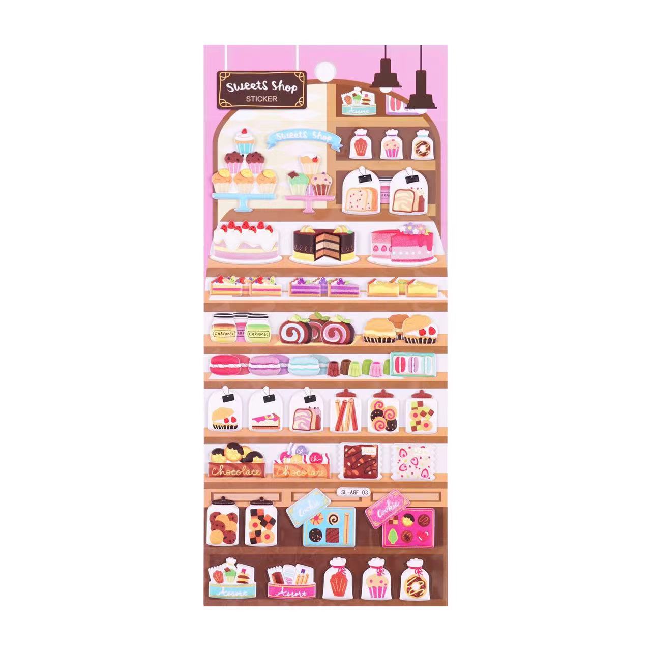 3D Puffy Stickers, Flower Shop|Supermarket|Drug Store|Sweet Shop