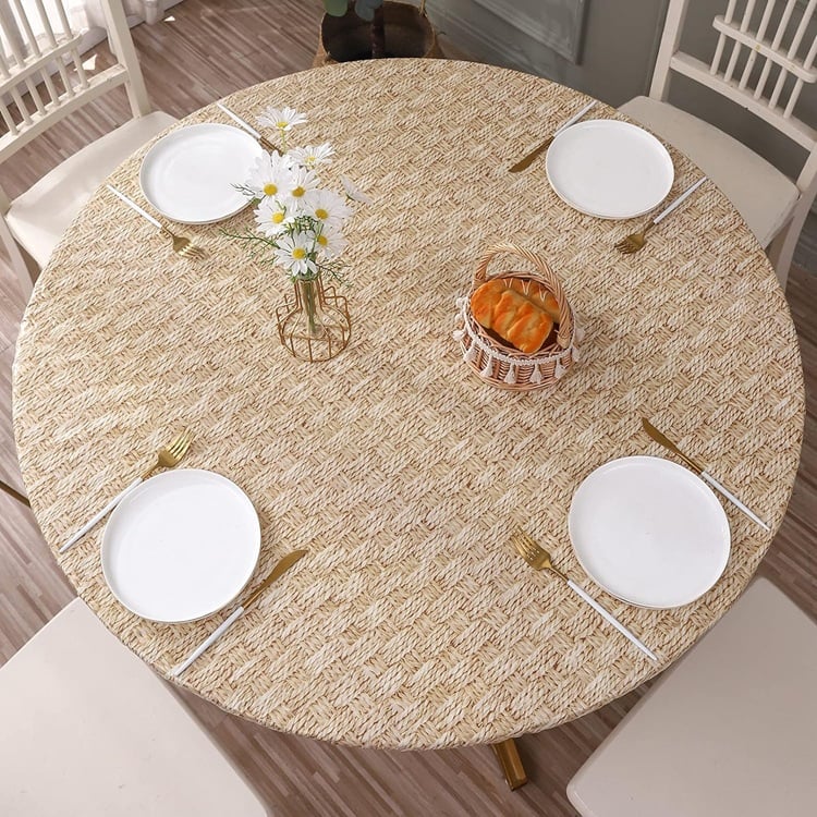 🔥Last Day Sale-45% OFF❤️Round Vinyl Fitted Tablecloth with Flannel