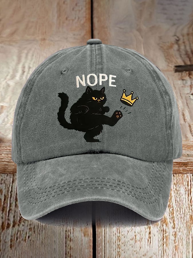 Retro No Kings In America Cat Crown Nope Baseball Cap