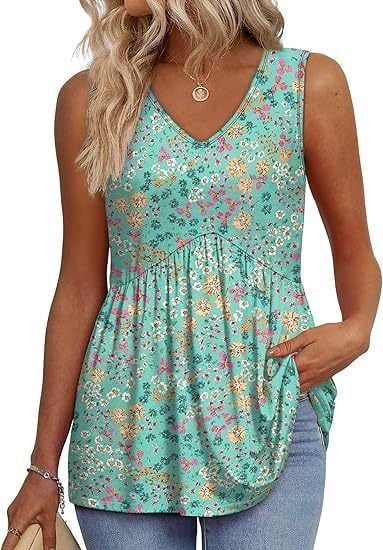 ⏰LAST DAY SALE 50% OFF💥Women Dressy Sleeveless V Neck Babydoll Tank Tops