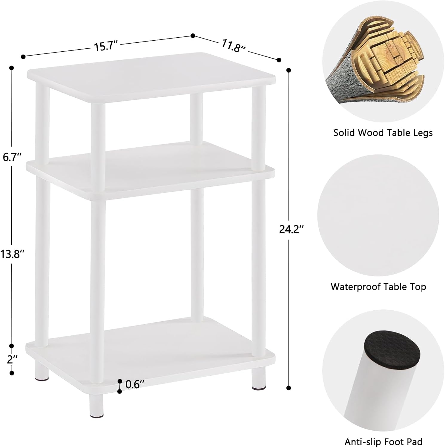 Apicizon 2 Tier End Table, Boho Side Table with Storage Shelf, Nightstand Bedside Table for Small Spaces, Bedroom, Living Room, Entryway, Farmhouse, Easy Assembly, Natural