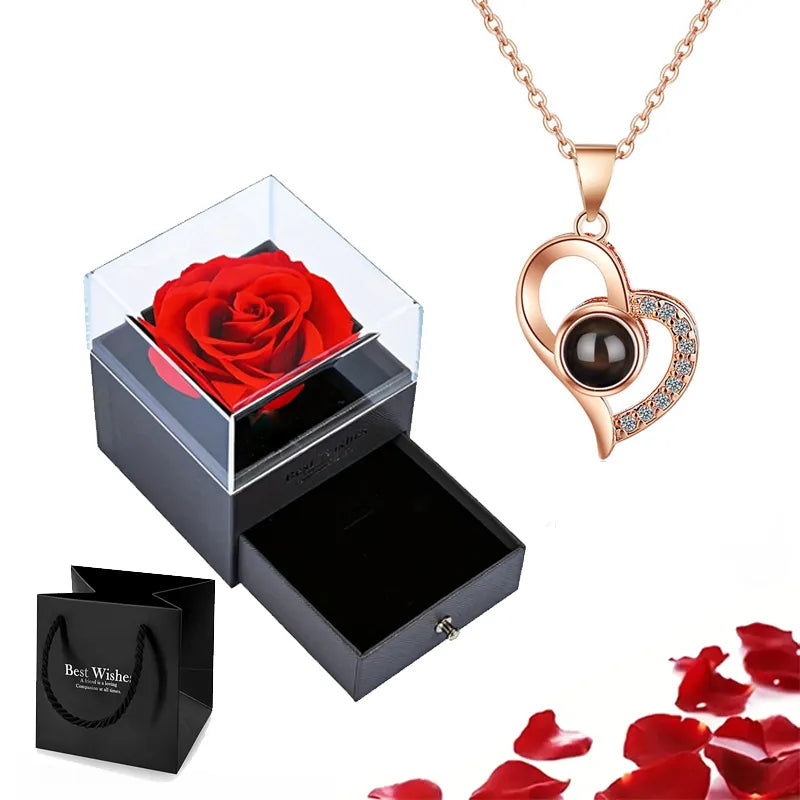 ❤️Mother's Day：Projection Necklace Set With Rose Gift Box