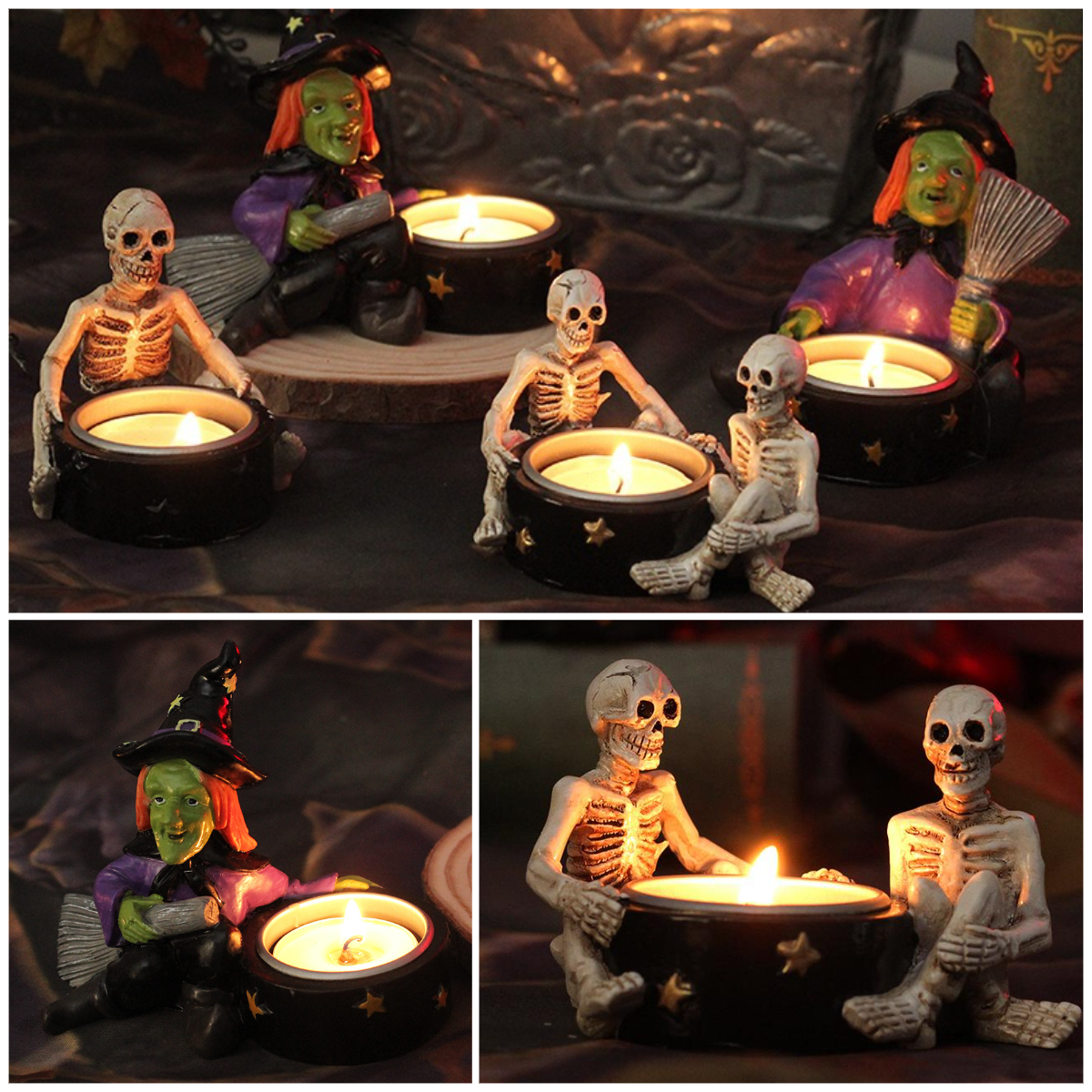 Witch Skull Candle Holder