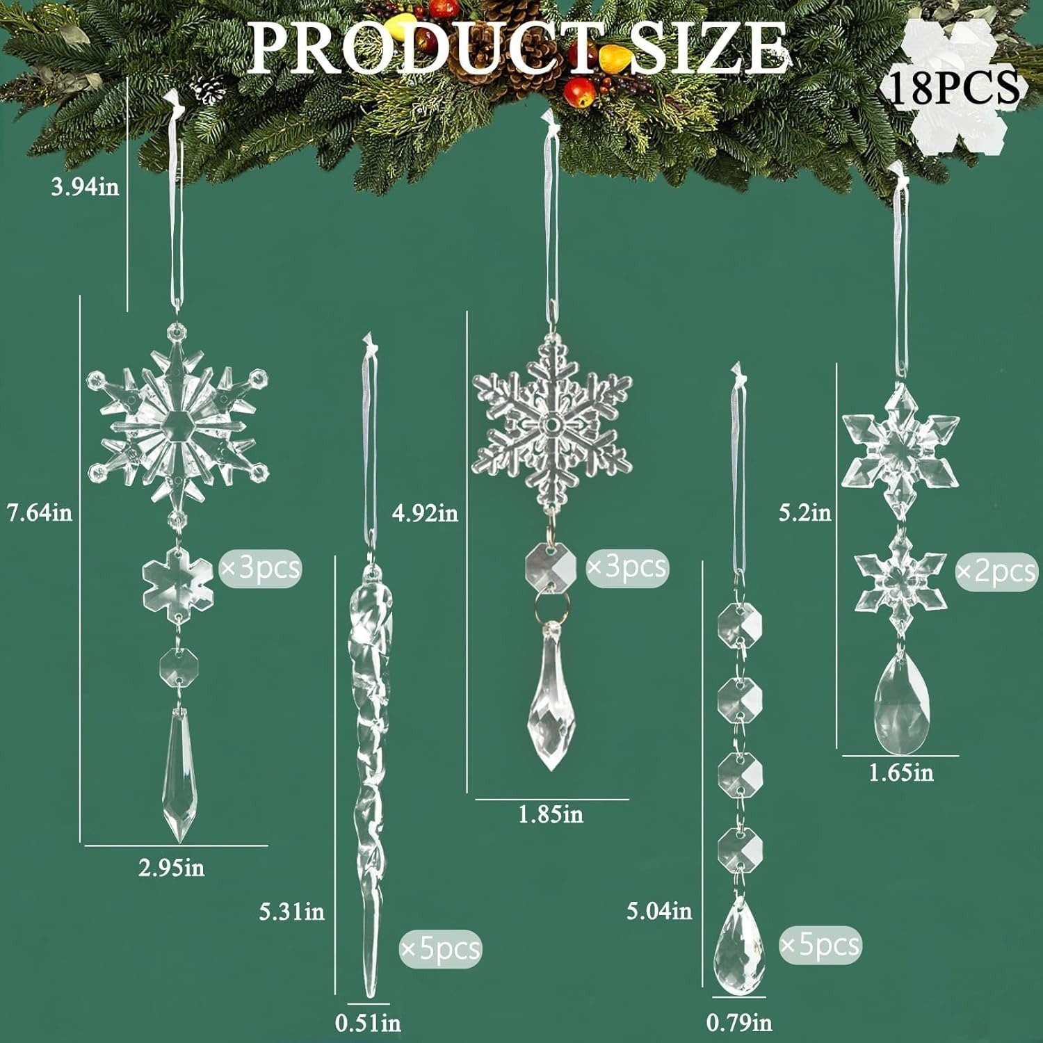 🎄TikTok Christmas Sale -70% OFF✨Winter New Year Party Supplies Set 🎅- Crystal Snowflake Ornaments For Christmas Tree