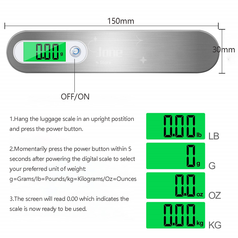 Portable Electronic Hook Scale - Free Strong Nylon Strap