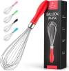 Zulay Kitchen 13-Inch Danish Dough Whisk - Wooden Danish Whisk for Dough with Stainless Steel Dough Hook - Traditional Dutch Whisk - Bread Whisk for Sourdough, Pizza, Pastry, Cake Batter