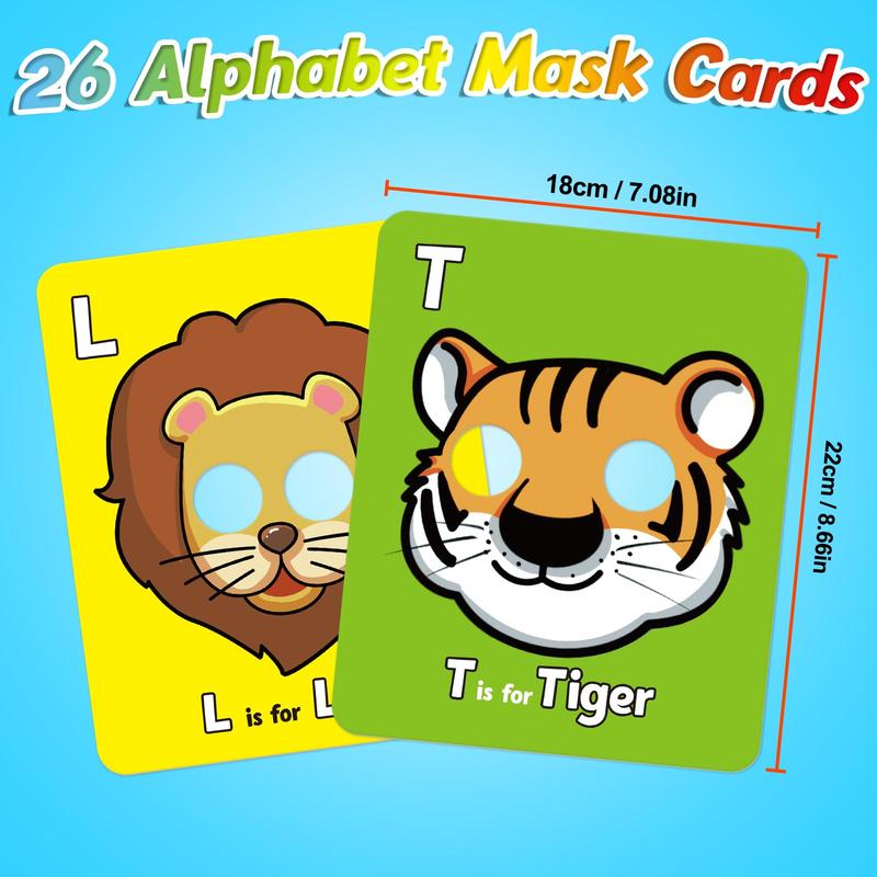 ⏰LAST DAY SALE 50% OFF💥26 Pcs Alphabet ABC Flash Cards with Animal Masks⚡Buy 2 Free Shipping