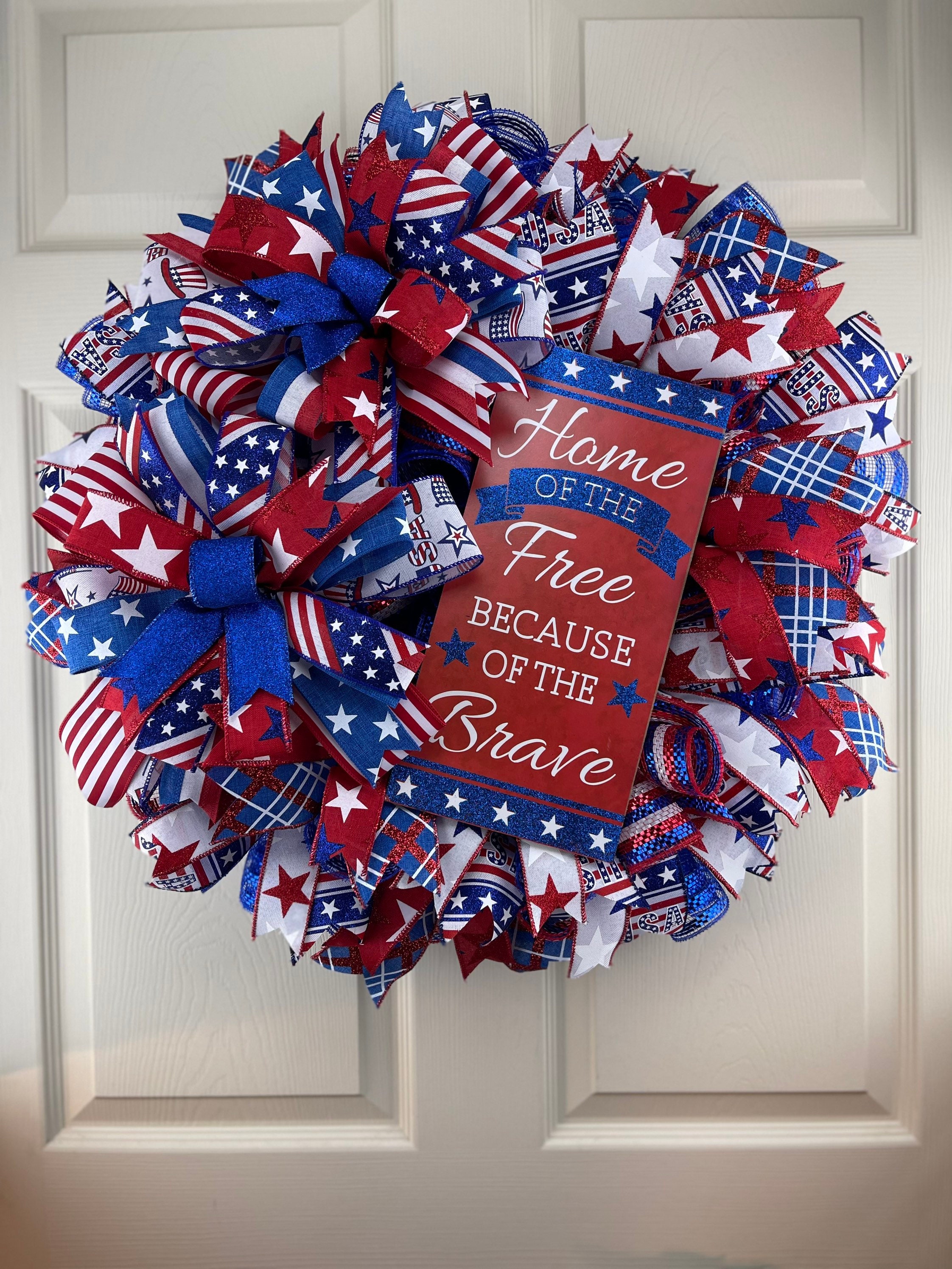 🔥Handmade Home of the free brave Veterans Day wreath