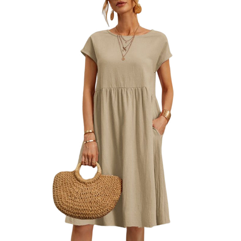 (🔥Last Day Promotion 50% OFF) Women's Cotton Round Neck Dress