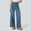 📢Letzter Tag: 49% Rabatt🏆Damen High-Waist Baggy Weite Bein Stretch Strick-Jeans – Bequeme Casual Denim