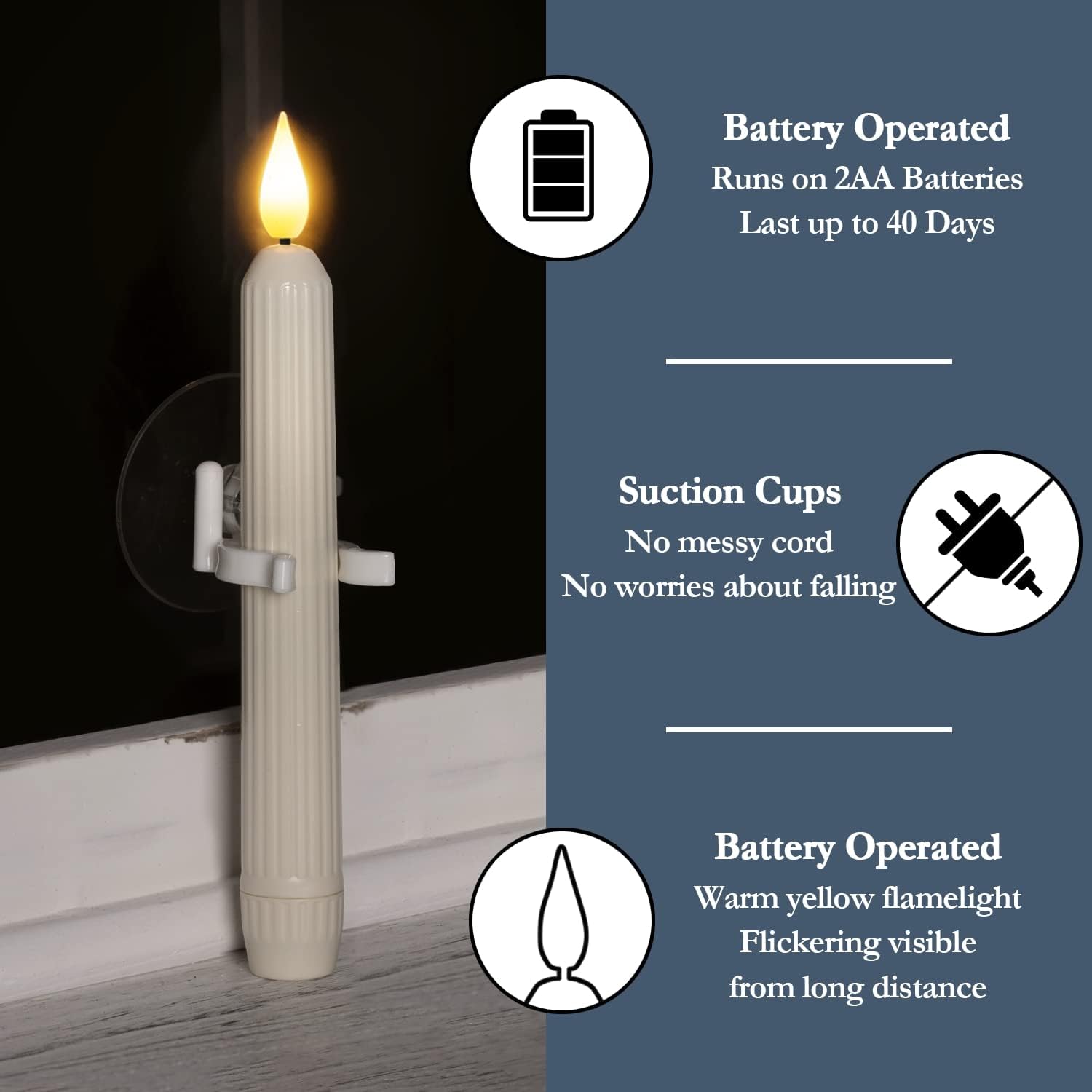 🎄CHRISTMAS ON SALE🔥Window Flameless Led Taper Candles with Sensor Dusk to Dawn