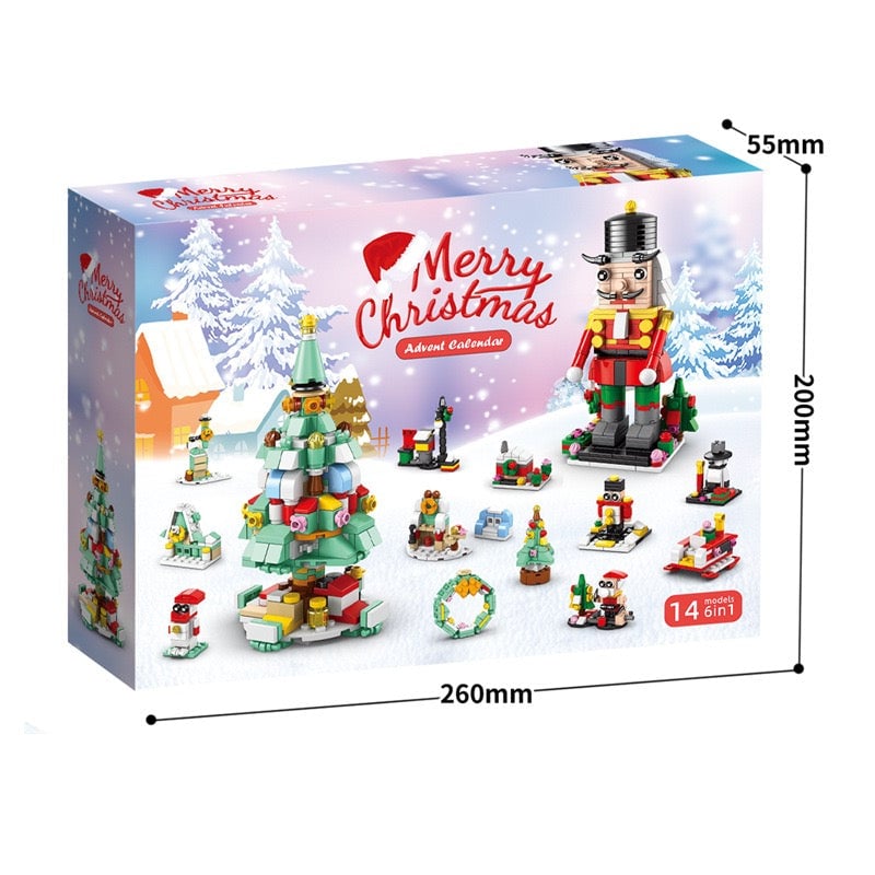 Christmas 2024 Building Blocks for 6-12 YearOlds -12 Day Countdown Calendar Gift Box - 6 in1 Christmas Tree Elk Santa Track Car BlocksBricks