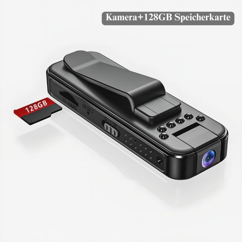 🏆Blitzverkauf🔥Mini-Bodycam 1080p - Nachtsicht & schwenkbares Objektiv