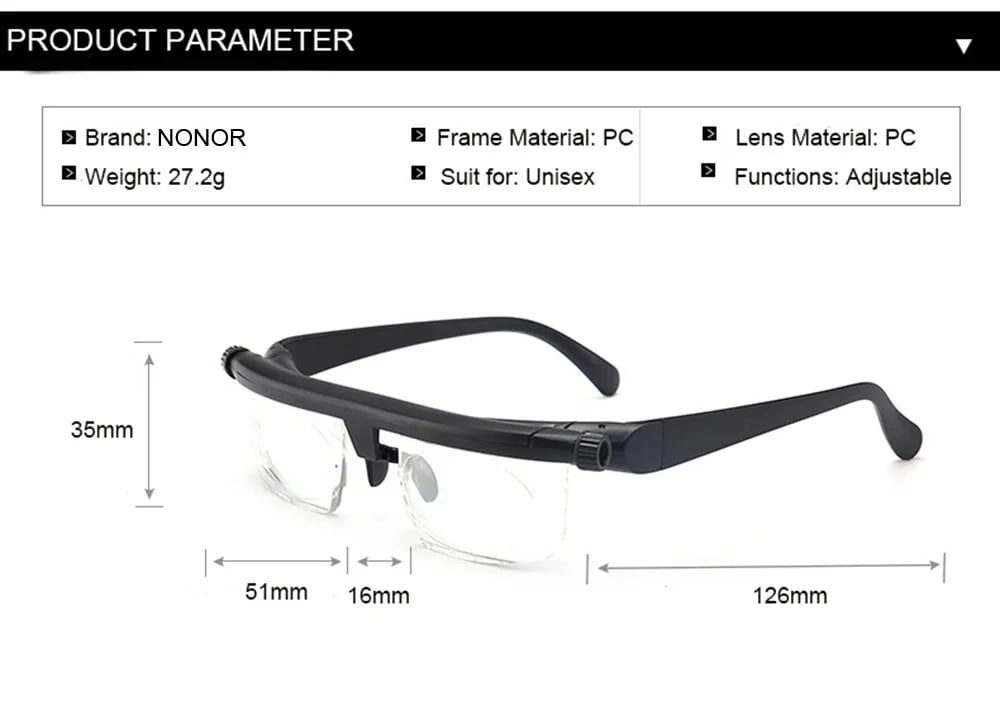 Adjustable Distance And Near Focus Glasses