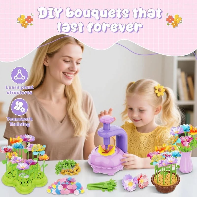 👨‍👩‍👦🎁Kids DIY Flower Craft Kit – Press & Build Your Own Bouquets