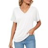 💝Summer new casual v-neck solid color loose t-shirt