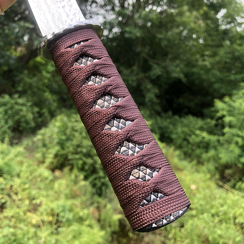 Damascus steel short katana