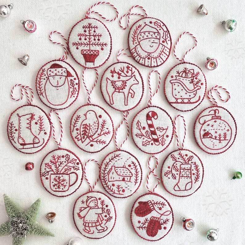 Last 24 Hours 49% OFF-Jolly and Bright Hand Embroidery Christmas Ornaments kit