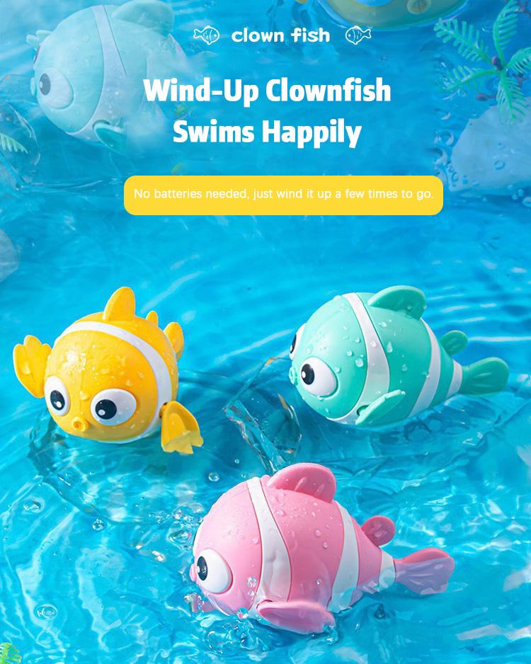 ⏰LAST DAY SALE 50% OFF💥Baby Bath Clownfish Wind-up Toy