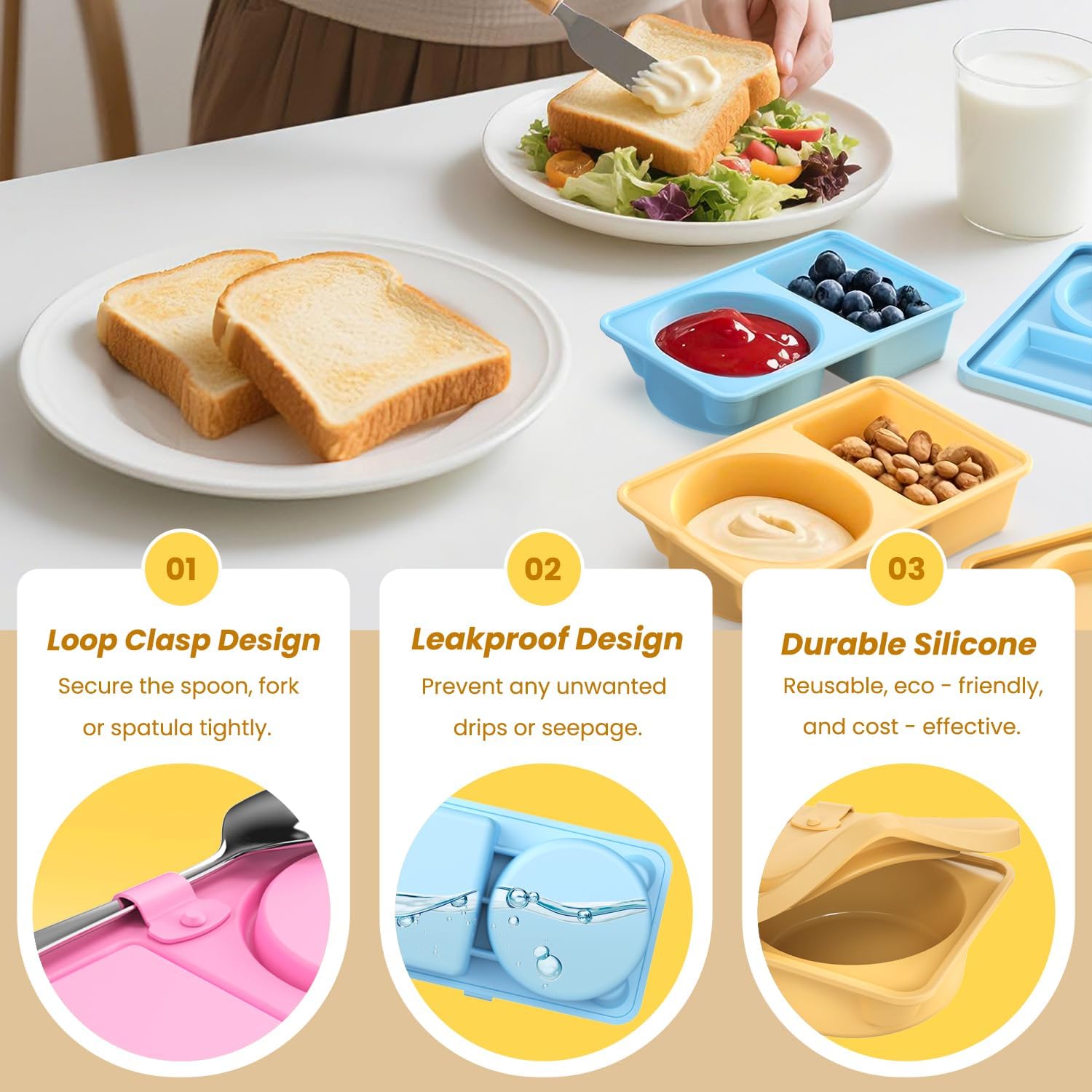 💥LAST DAY SALE 50% OFF💥Silicone Reusable Snack Containers