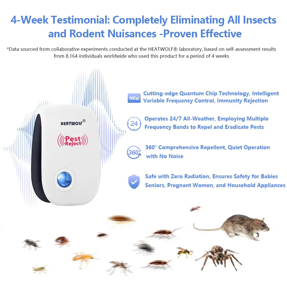 (🎄EARLY CHRISTMAS SALE - 50% OFF) 🎁 Upgraded--Cutting-edge 6nm Quantum Chip Ultrasonic & Electromagnetic Professional Pest Repeller