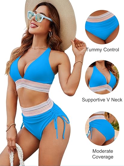 🔥Last Day Promotion 70% OFF💥2025 High Waisted Tummy Control Color Block Bikini Sets