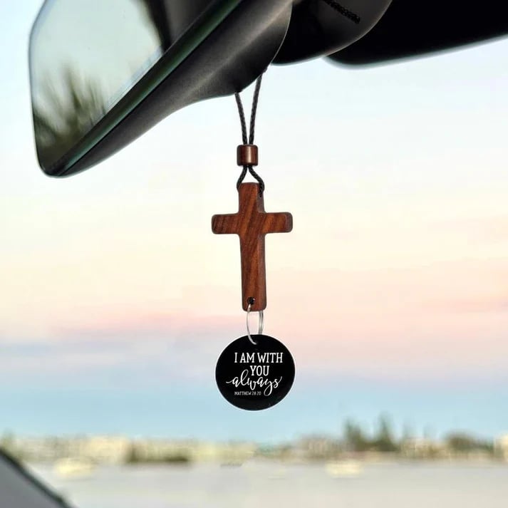 💥LAST DAY SALE 50% OFF💥Bible Verse Car Rearview Hanging Cross Ornament