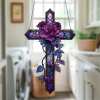 ✝️💜Purple Rose Cross Suncatcher Hanging Decor