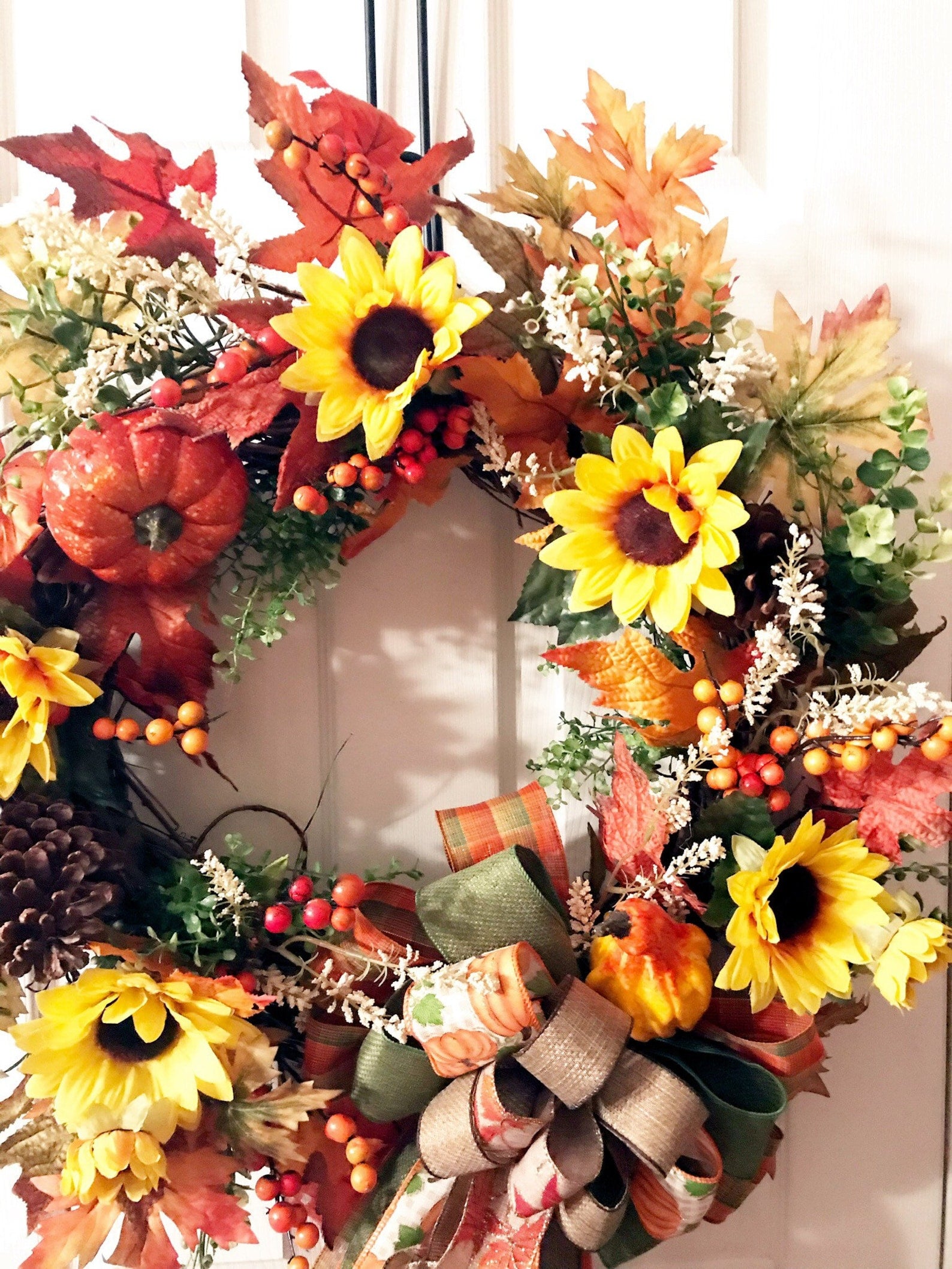 🔥Hot Sale 49% Off🔥Autumn Pumpkin, Sunflower, and Pinecone Wreath - Year Round Wreath