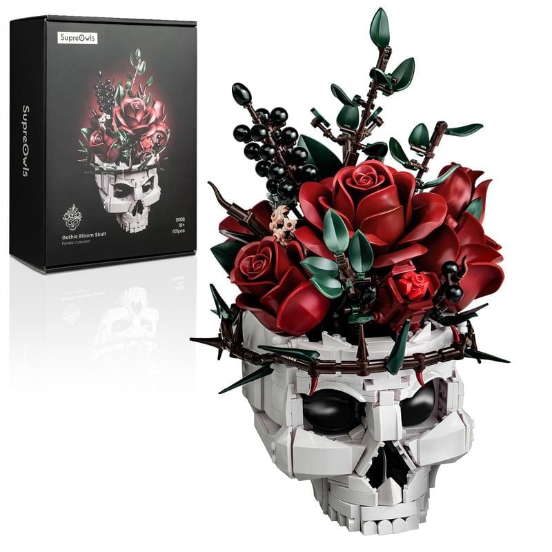 🎁TikTok Last Day Sale - 70% OFF💀🌹Gothic Skull Rose Building Set for Adults🎁Buy 2 Free Shipping