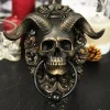 🔥☠️Horned God Skull Hanging Door Knocker