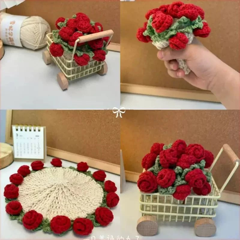 🌹100% Handmade Rose Coaster and Flower Basket Crochet