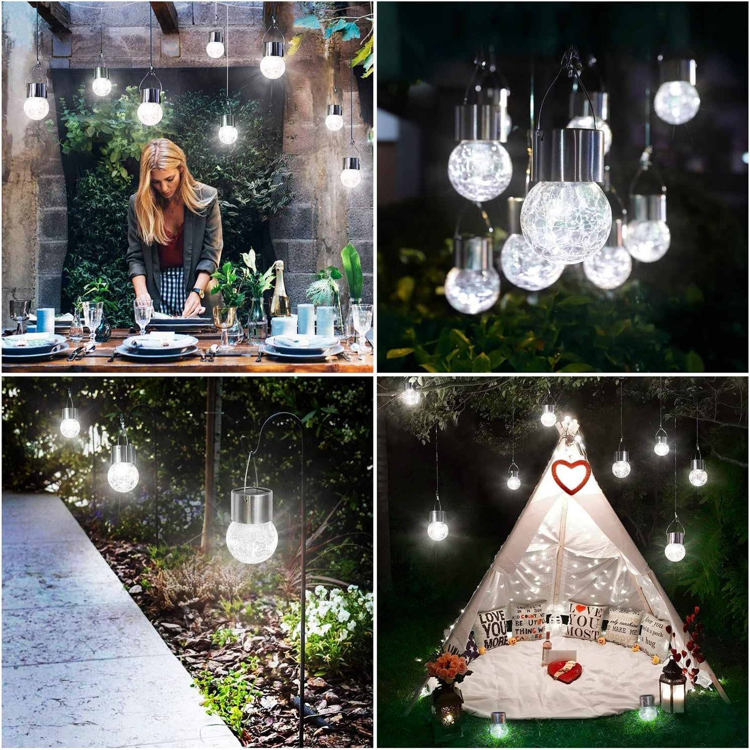 💖Mother's Day Promotion 48% OFF-🎁-Multicolor Crackle Glass Hanging Solar Lights