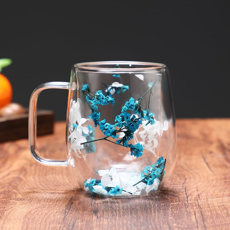 🎁TikTok Last Day Sale - 70% OFF🎄🌸Transparent Double Glass Flower Tea Cup