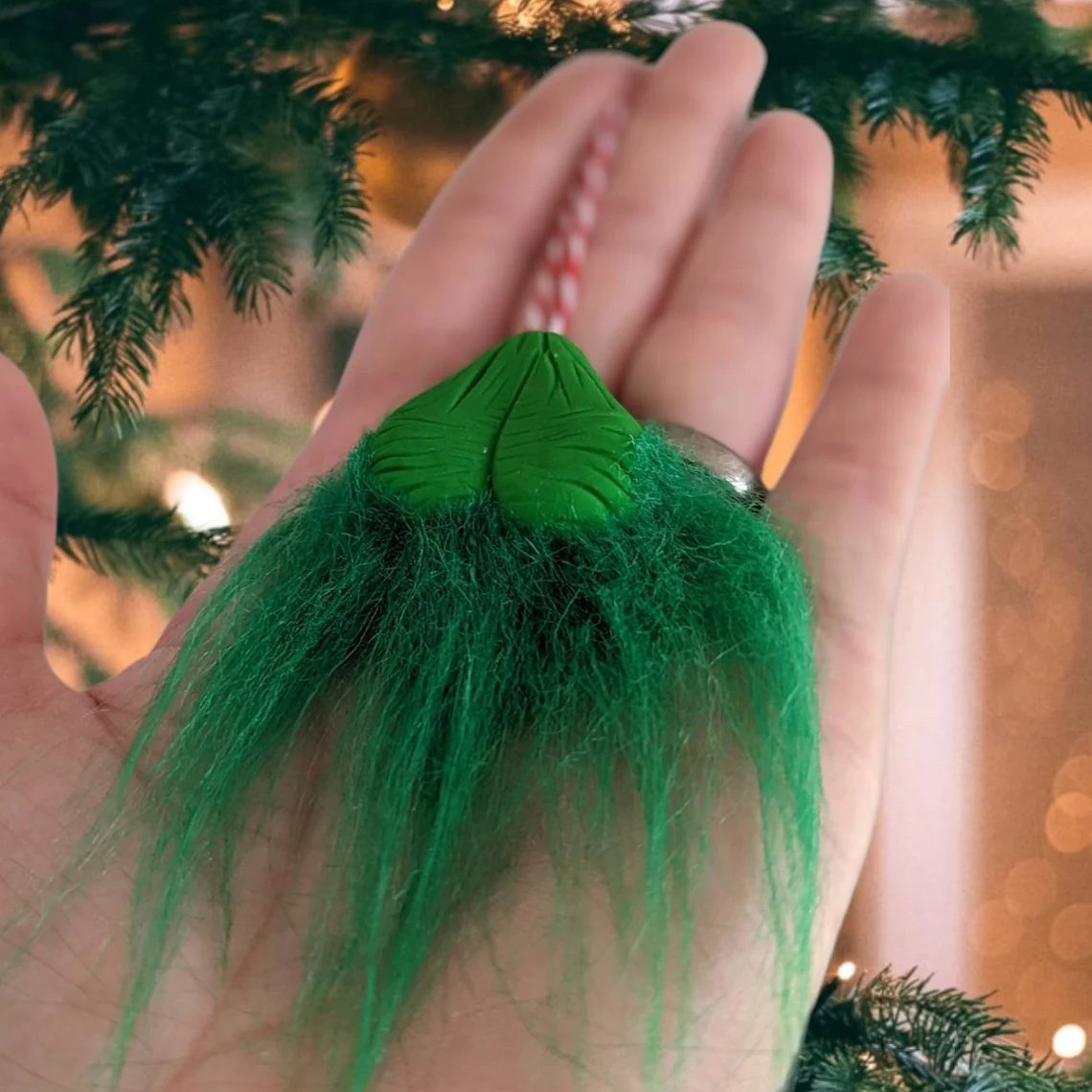 Hairy Grinchy ball balls Christmas Ornament