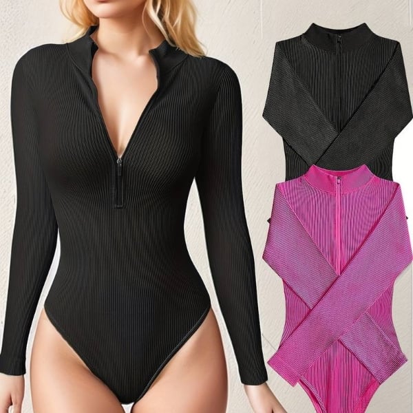 🔥Last Day Promotion 48% OFF-🎁-Half-zip ribbed knit bodysuit