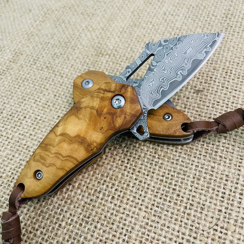 Soybean Damascus Steel Mini Pocket Knife