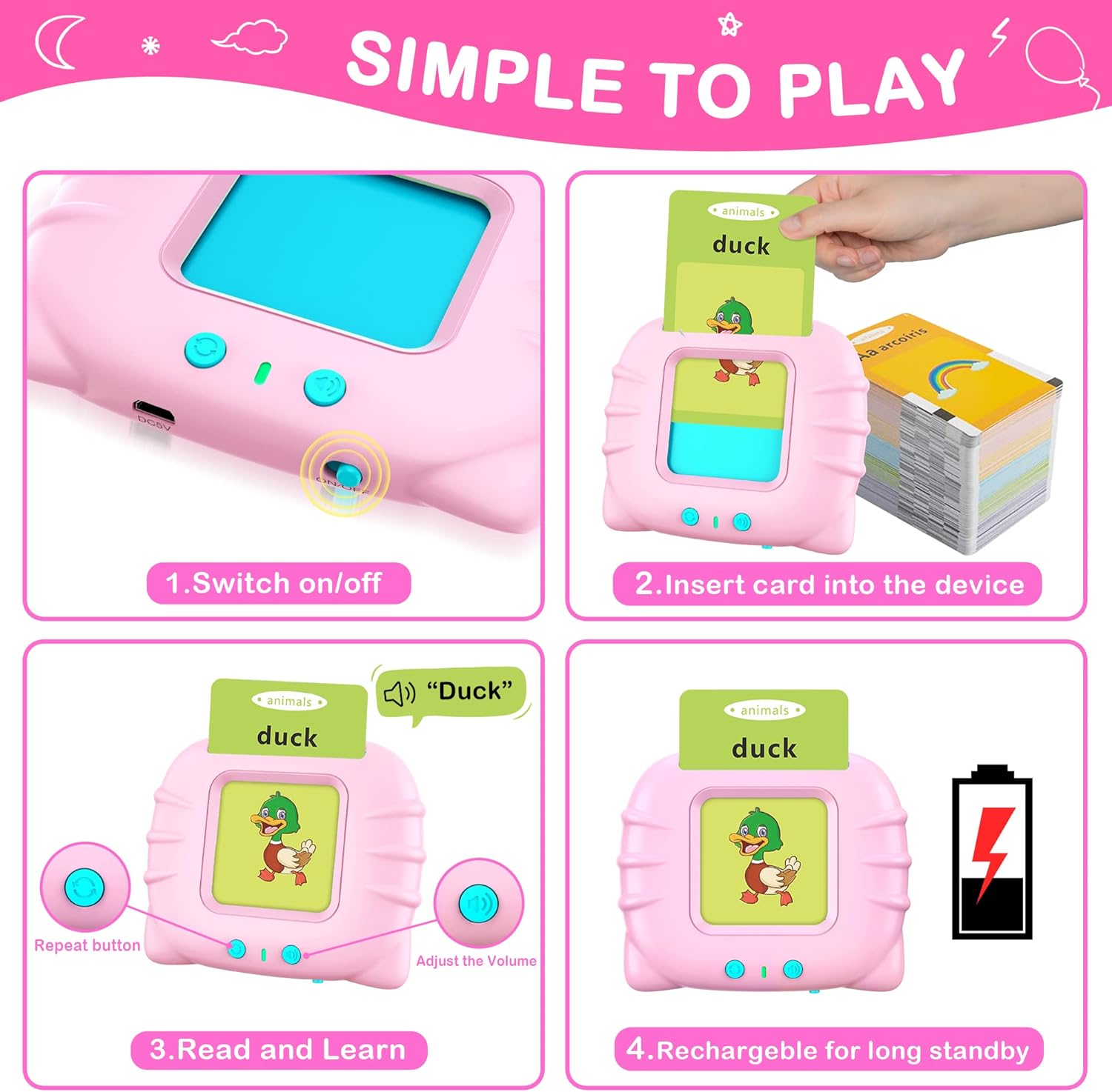 🔥HOT SALE🙋‍♀️Early Learning Card And Reading Toy