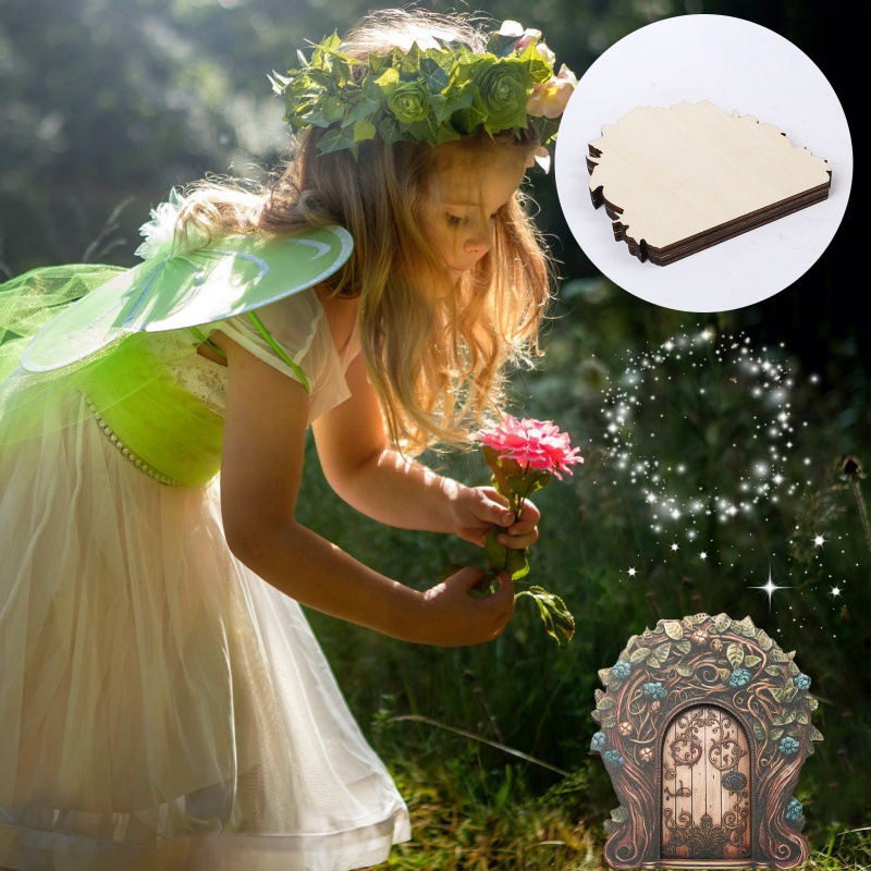 🔥Wooden garden fairy door decorations 🌹Garden creative fairy tale house home living room desktop micro landscape decorations