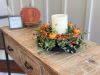 🍁Fall Harvest Sale: 60% OFF! Fall Candle Ring Wreath: Green Leaf Vine, Pumpkins & Berries - 14 Inch